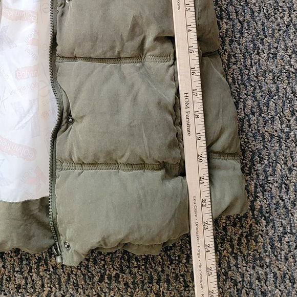 Eolvin Klein Khaki Hooded Puffer Vest Size Small - Picture 7 of 13